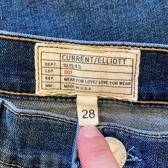 Current/Elliott Womens High Waist Stripe Skinny Jeans Pockets Stretch Denim 28 - Picture 9 of 9